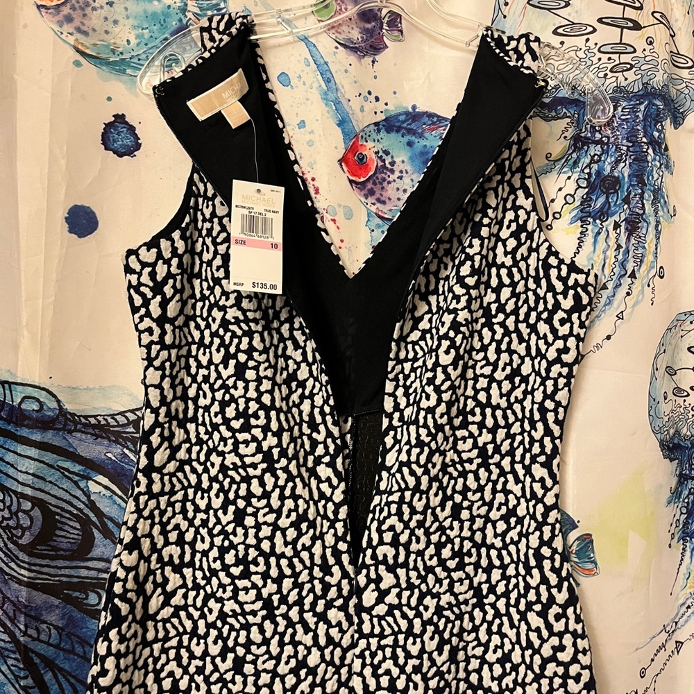 Michael Kors Navy and White Patterned Dress - Picture 4 of 5